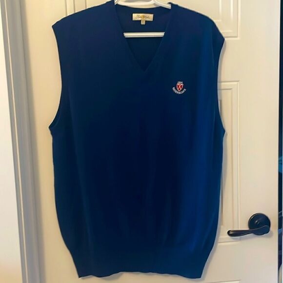 Peter Millar Blue V-neck Wool Vest - Picture 1 of 6